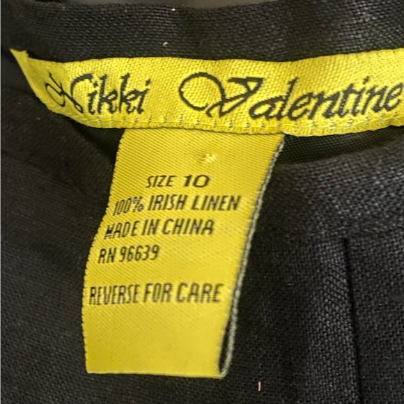 Nikki Valentine Irish Linen Black Sequin Embroidered Wide-Leg Crop Pants Size 10 - Picture 4 of 12